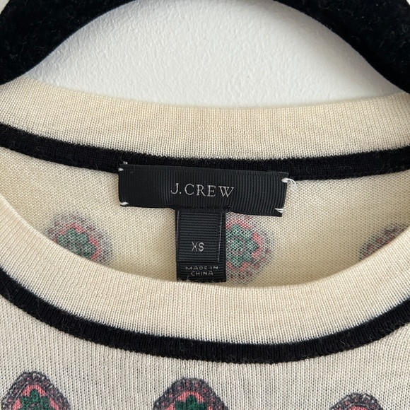 J. Crew Cream Sweater with Black and Red Pattern - Picture 4 of 10